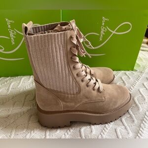 Sam Edelman Women's Tan Suede Lace-Up Boots Size 10